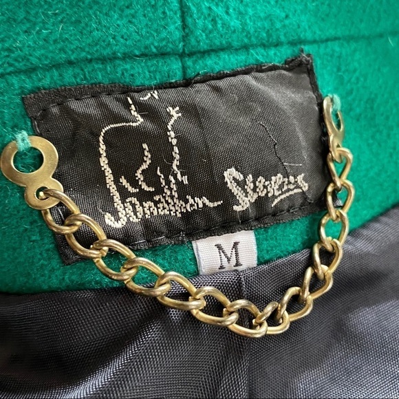 Vintage Wool Coat Emerald Green Jacket Shawl Collar Avantgarde Womens Medium - Picture 11 of 12